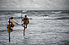 Stilt Fishing Photo: Unique to Sri Lanka, fishermen wade through the water and onto their stilts to fish the shallow waters.  The prized stilt positions are passed from generation to generation along with the skills needed to pull fish out efficiently from the ocean.  Sadly, I was told by one of the fishermen that many of the older generation fishermen perished during the tsunami of 2004.