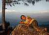 Nepali & Himalayas Photo: A cute Nepali girl couldn't get enough photos taken of herself.  With a background like that, I happily obliged and ended up taking around 200 photos of her and her two friends.  I'm told that's the Himal Ganesh range of the Himalayas but don't quote me on that.