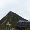 Dizzying Heights Photo: This panorama was taken in the open area fronting the highest shelter in Seoraksan National Park (소락산).  In the panorama, the peak to the left of the shelter (without the white spheres) is the highest point (대청봉) in the entire park at an under-appreciated 1709m.  And the spheres or more accurately, geodesic domes, if I may?  I don't know their function.  I was too tired, hungry and stinky to risk expending more energy asking what seemed at the time, a useless question.  A good guess is that it has to do with meteorology but my mind's buggy from staring at a computer screen all day that I wouldn't suggest believing me at the moment.