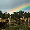 Cloudy Landscape Photo: A lovely rustic village lies at the end of the rainbow.