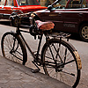 Ramses' Ride Photo: An ancient bicycle dating back to the time of the pharaohs rests on a typical side alley in Cairo.