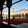 Medieval Mosque (panorama inside) Photo: The courtyard of the Al-Azhar Mosque in Islamic Cairo.