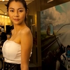 Bangkok Motorcycle Show Photo: A beautiful Thai model sits side-saddle on a Honda crotch-rocket at a motorcycle show in Bangkok.