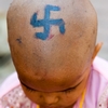 Hairless Hindu Photo: A recently shaved Hindu girl with a swastika drawn on her scalp (ARCHIVED PHOTO on the weekends - originally photographed 2009/05/20).